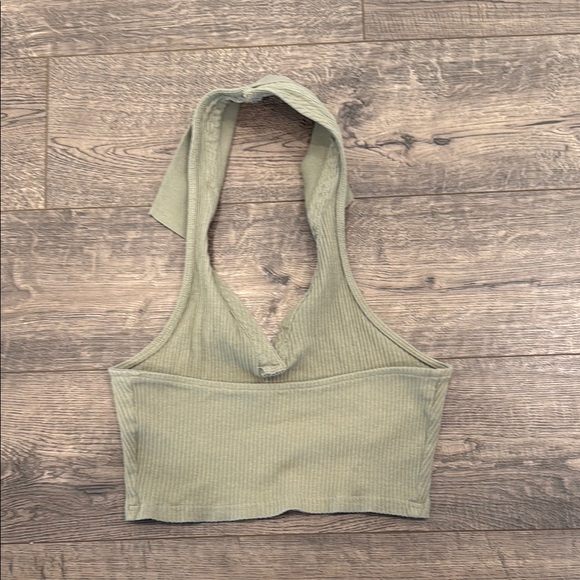 Green Ribbed Halter Top - Picture 2 of 2